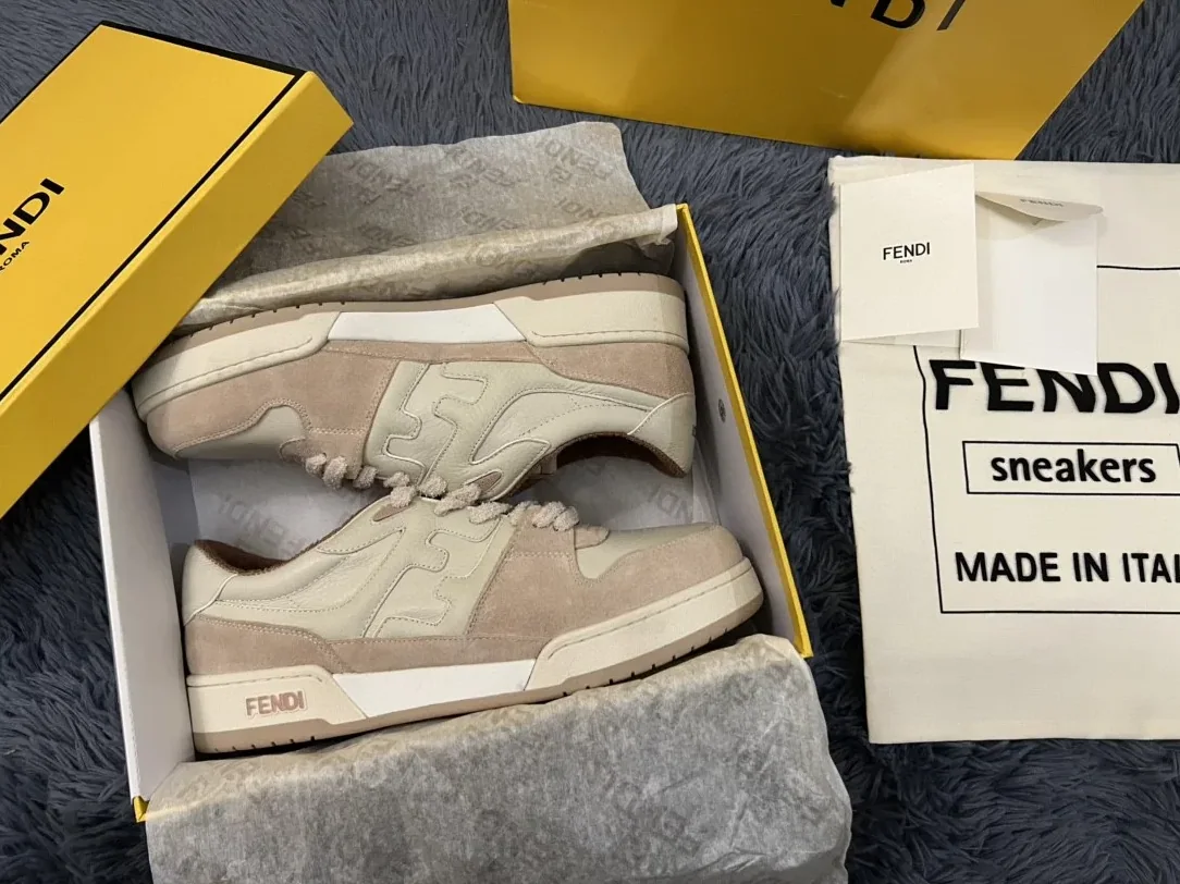 Fendi Match Low Tops Sneakers Beige/Brown 7E1493 Fendi Match Low Tops Sneakers Beige/Brown 7E1493