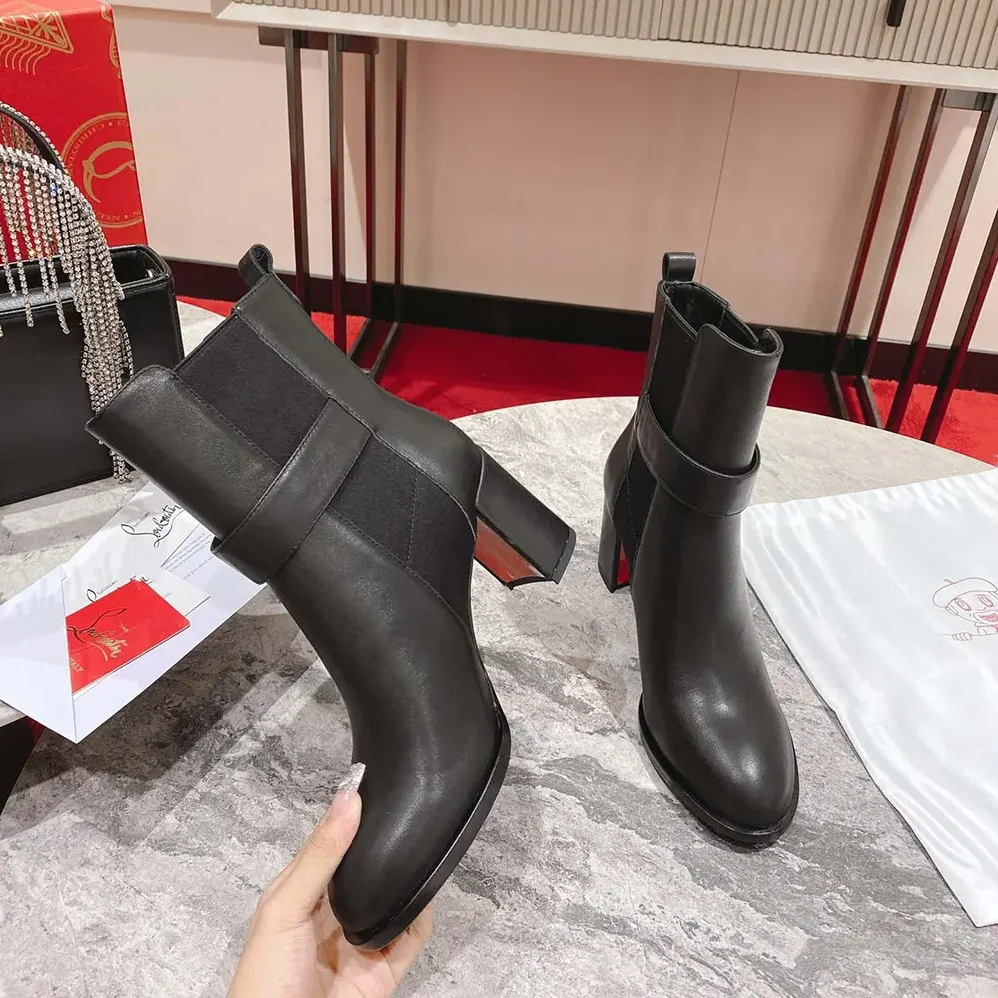 Christian Louboutin CL Chelsea Lug 100 mm Low Boots Calf Leather for Women in Black