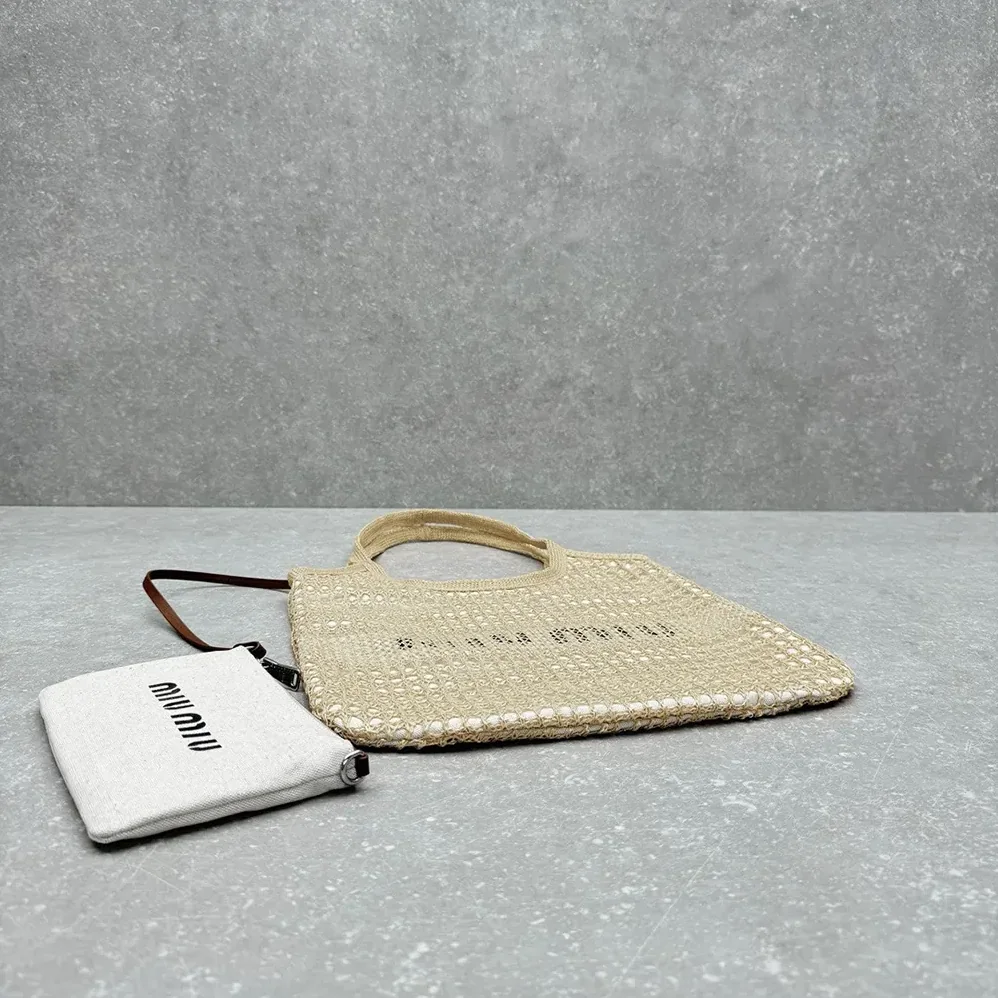 Miu Miu IVY Raffia for Women in Effect and Linen Bag