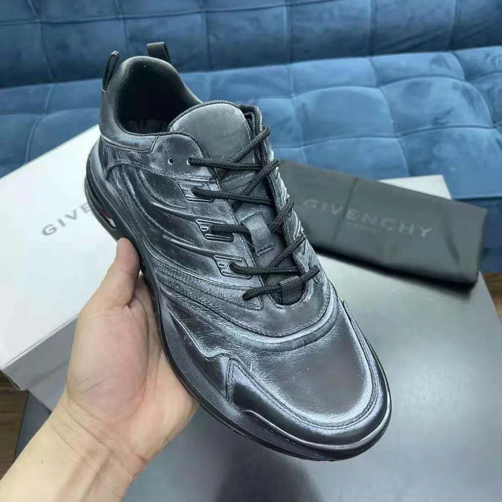 Givenchy Giv 1 Sneakers in Leather with Tag Effect Prints for Men in Black