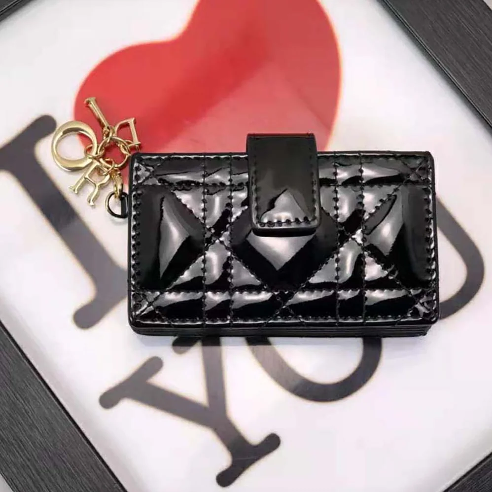 Dior Lady Dior 5-Gusset Card Holder Black Patent Cannage Calfskin for Women Dior Lady Dior 5-Gusset Card Holder Black Patent Cannage Calfskin for Women