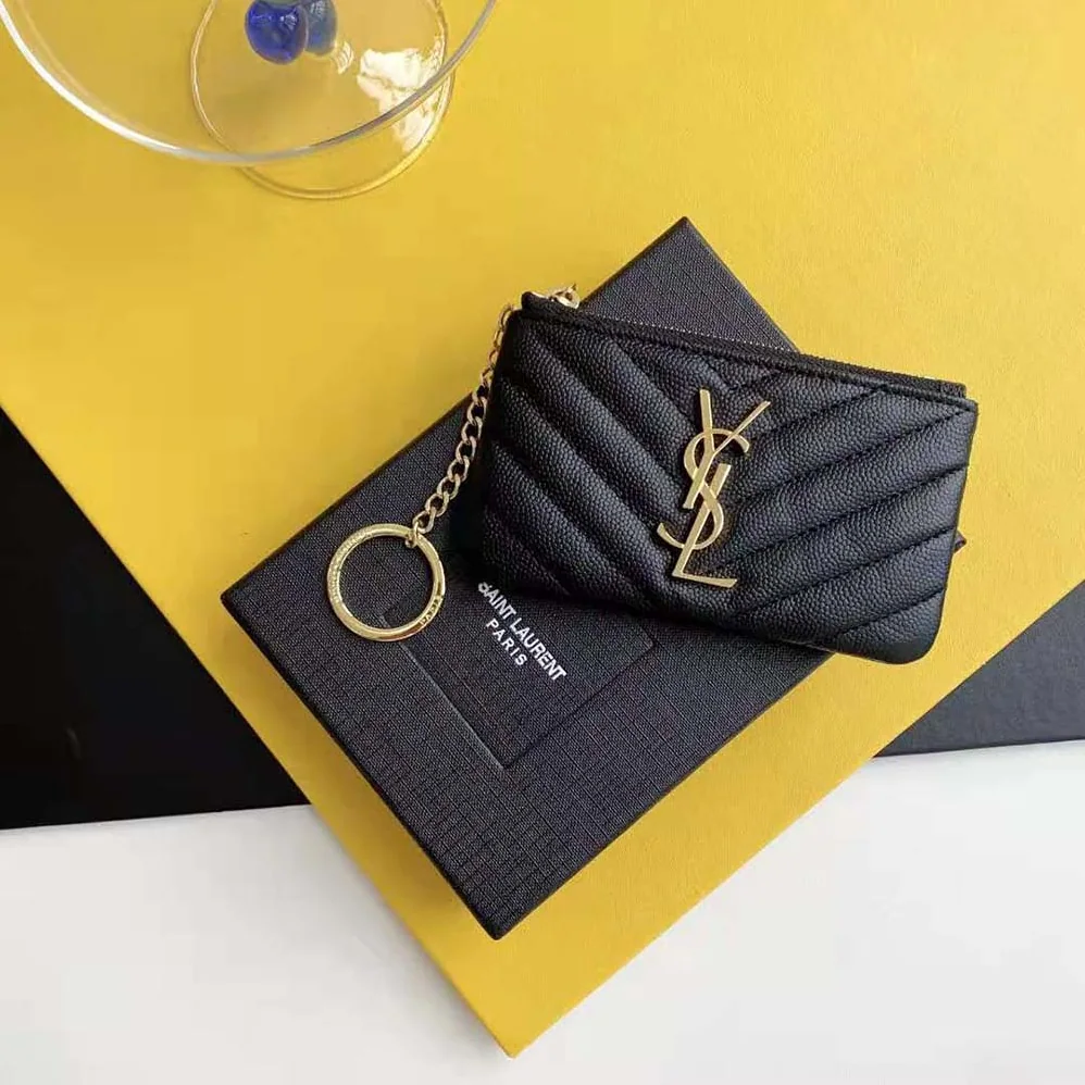 Saint Laurent YSL Monogram Key Pouch in Matelassé Leather for Women