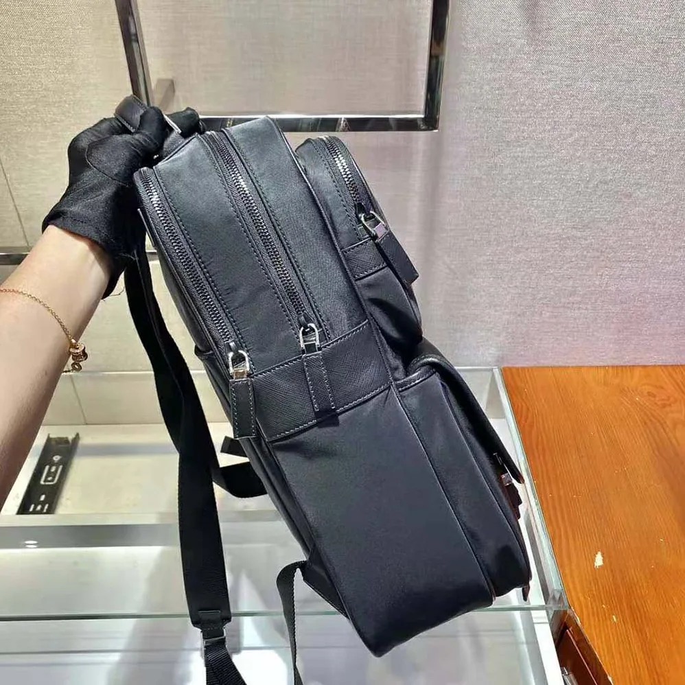 Prada Fabric Backpack Accented with Fine Saffiano Leather Trim for Men Prada Fabric Backpack Accented with Fine Saffiano Leather Trim for Men