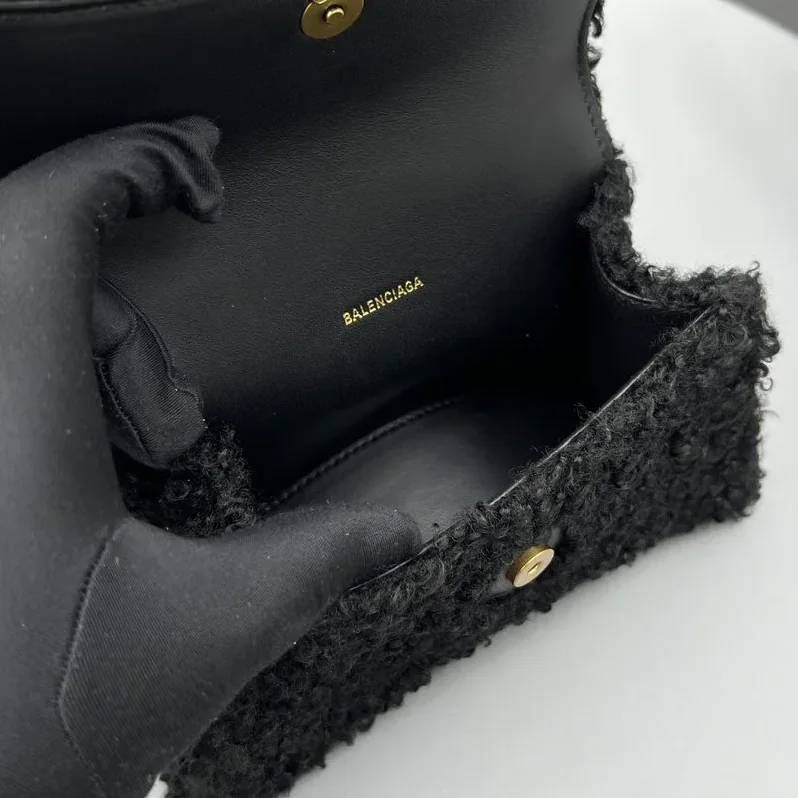 Furry Hourglass Small Handbag Black in Grey/Pink / Furry Hourglass Small Handbag Black in Grey/Pink /