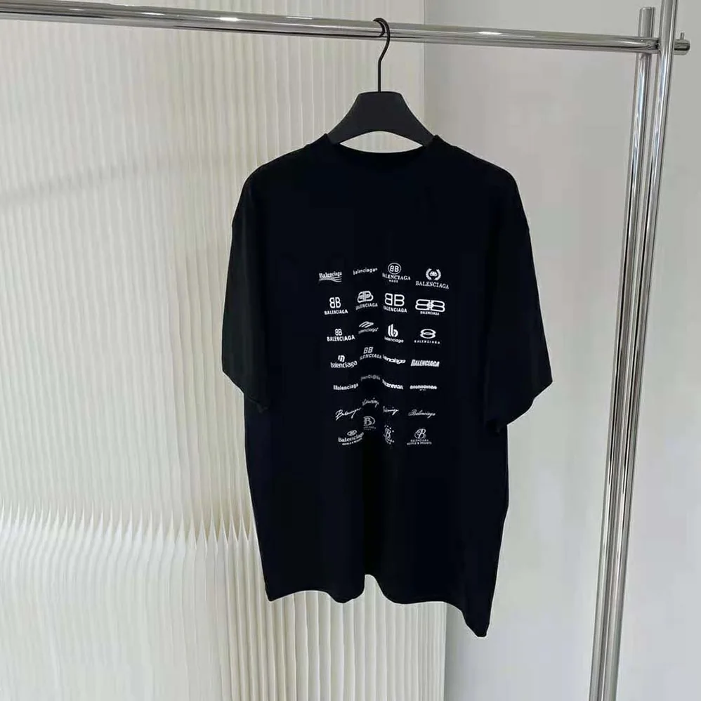 Balenciaga Archives Logos T-shirt Oversized in Light Black for Men