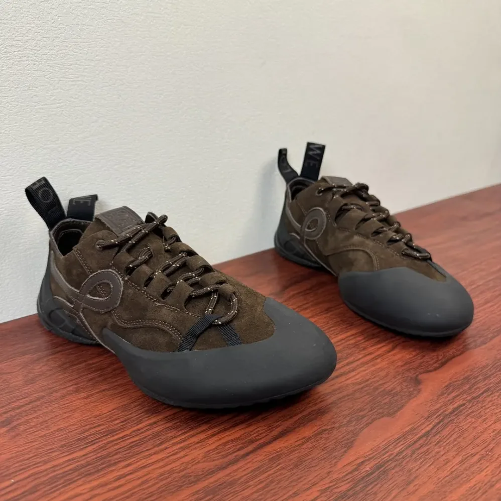 Loewe Grip Sneaker in Calfskin Suede for Unisex in Dark Brown