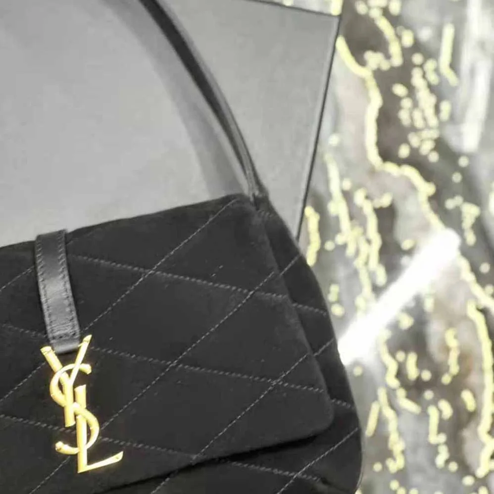 Saint Laurent YSL Le 57 Hobo Bag in Quilted Laquered Canvas and Leather for Women Saint Laurent YSL Le 57 Hobo Bag in Quilted Laquered Canvas and Leather for Women