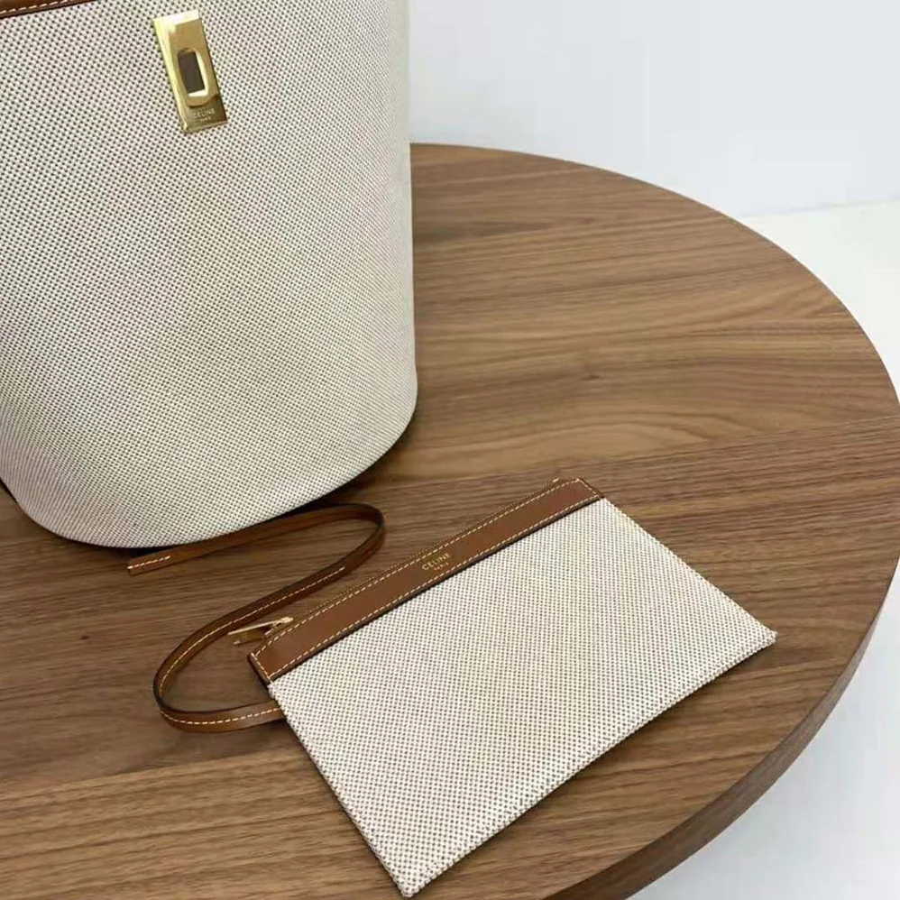 Celine Bucket 16 Bag in Textile and Calfskin for Women Celine Bucket 16 Bag in Textile and Calfskin for Women