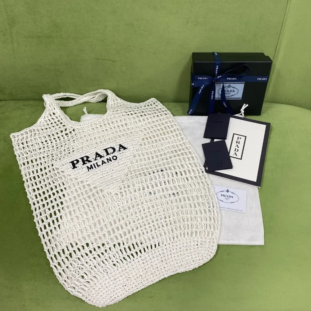 Prada Raffia Tote Bag White Prada Raffia Tote Bag White