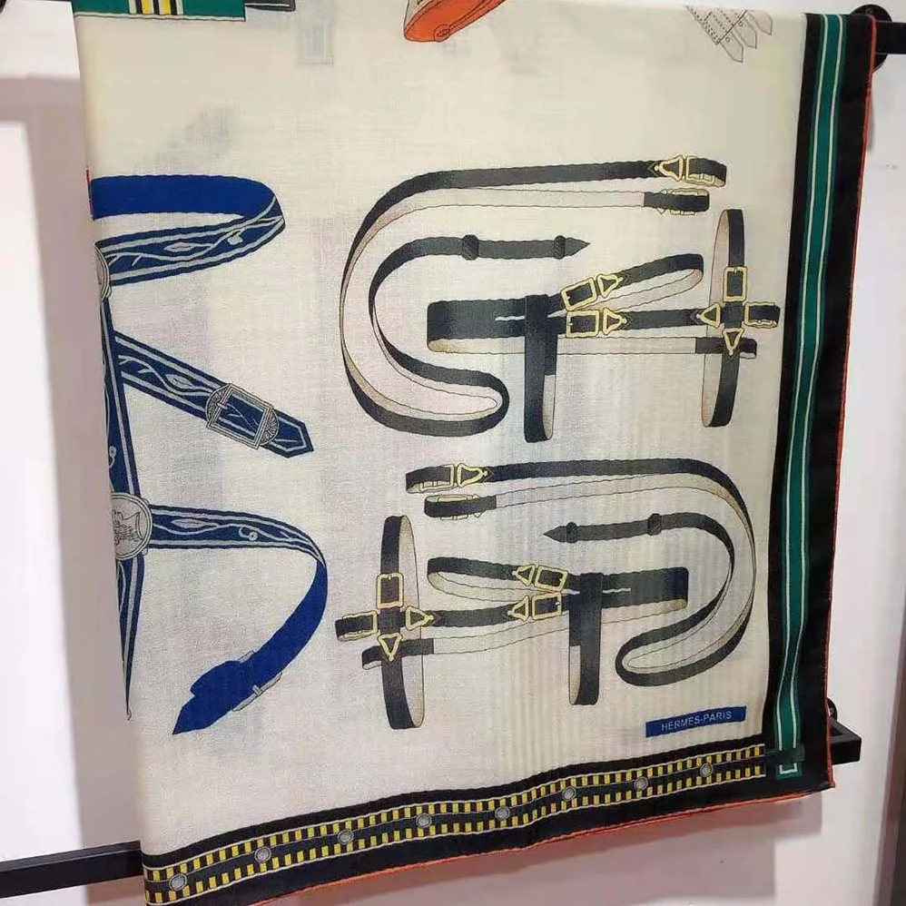 Hermes Lettres Equestre Scarf 90 for Women in White