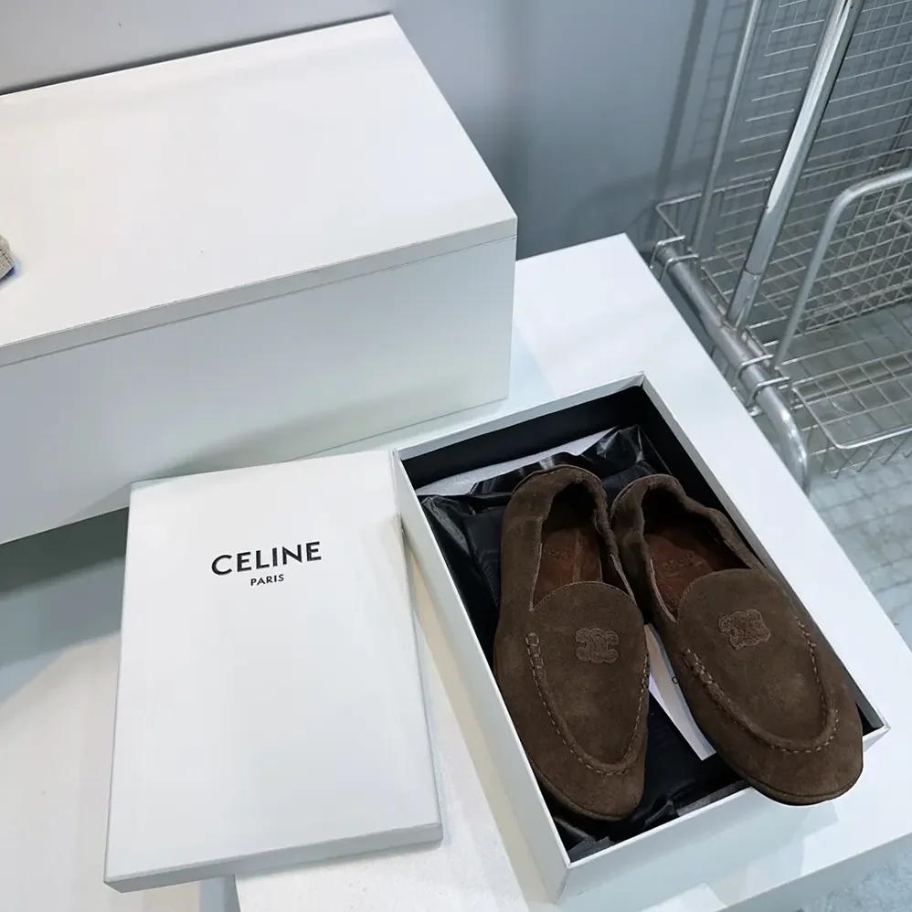 Celine Adam Loafer In Suede Calfskin for Unisex in Chocolate