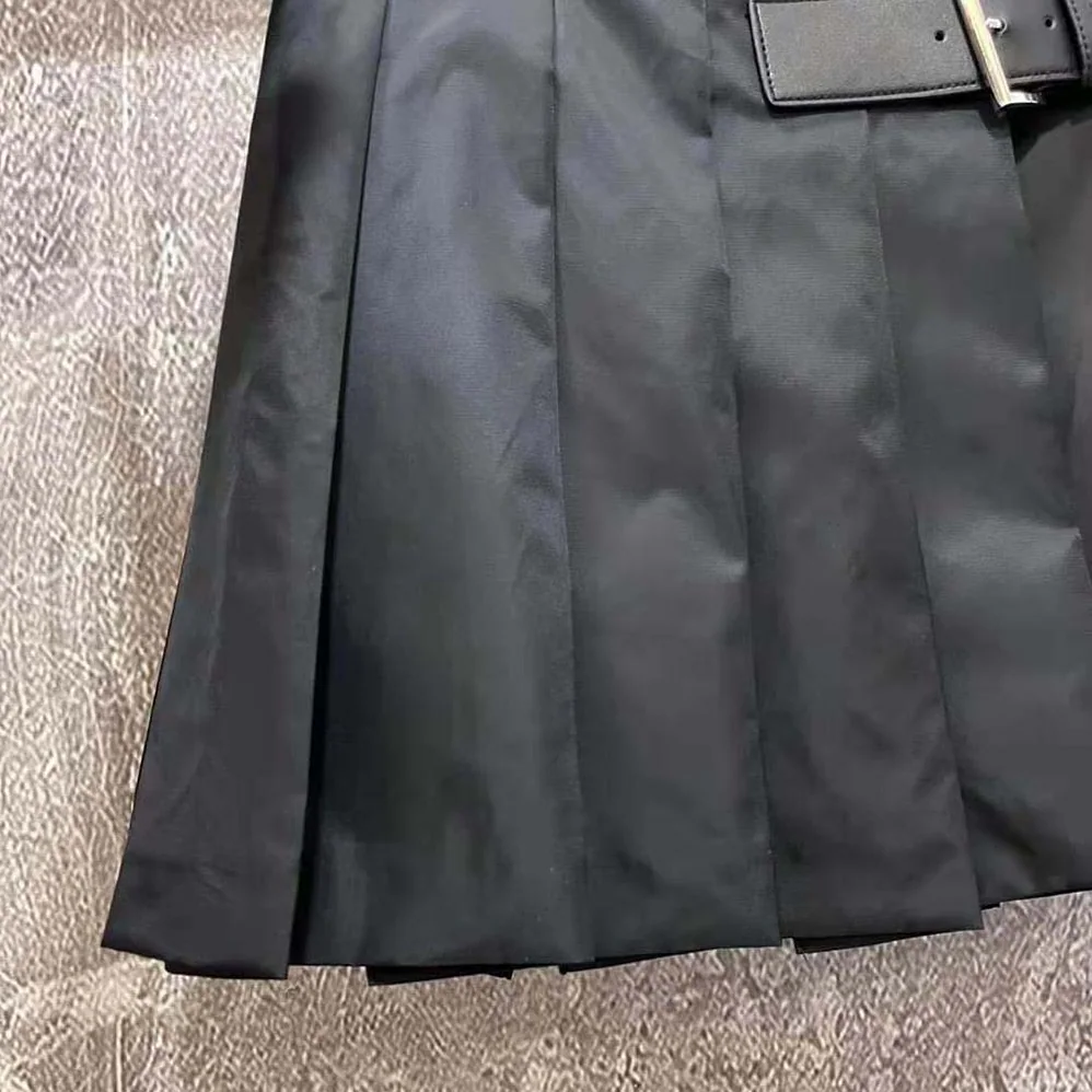 Prada Gabardine Miniskirt with Enameled Metal Triangle Logo for Women