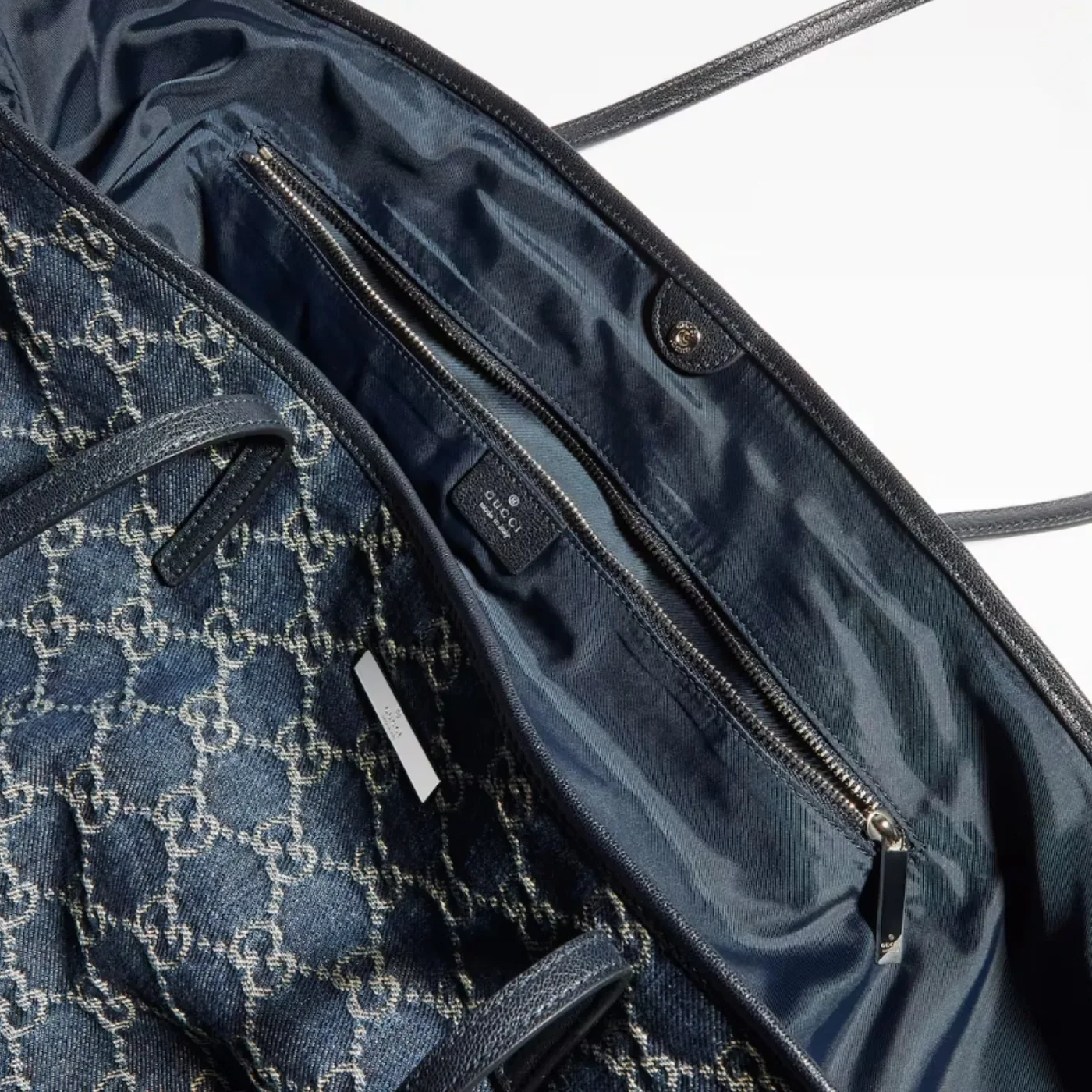 Gucci Tribeca Large Tote Bag / Dark Blue Denim Palladium Hardware