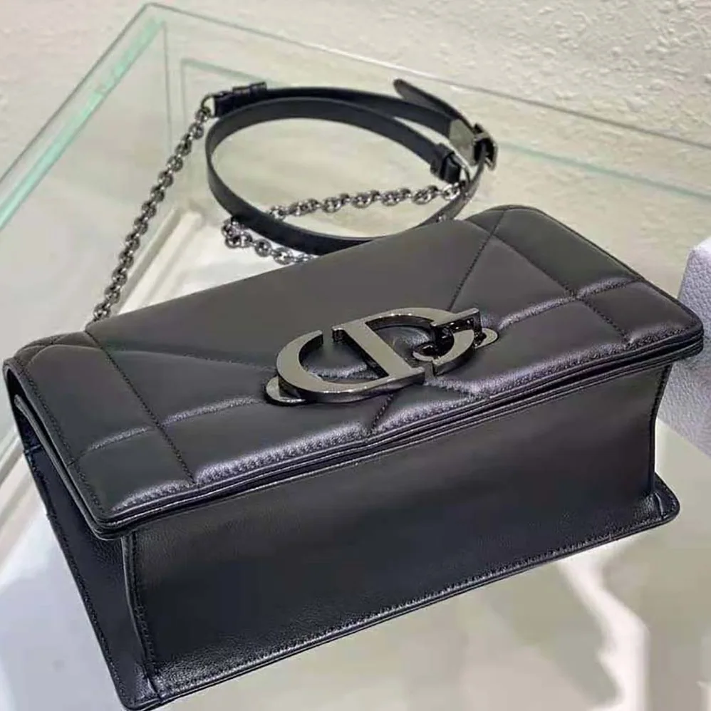 Dior 30 Montaigne Chain Bag with Handle Black Maxicannage Lambskin for Women Dior 30 Montaigne Chain Bag with Handle Black Maxicannage Lambskin for Women