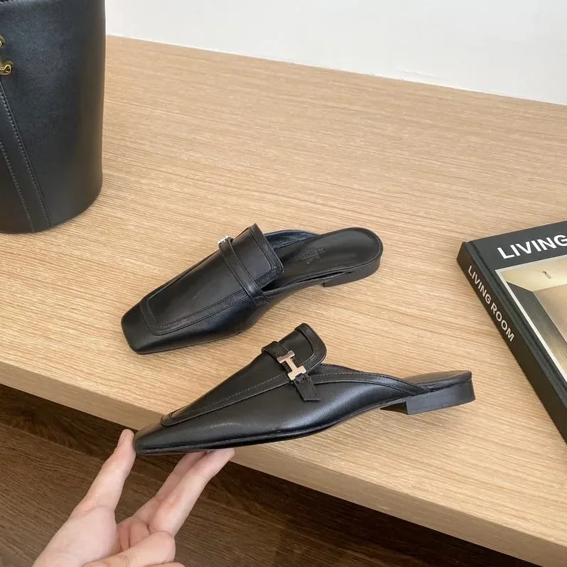 Hermes Groupie Mules Black