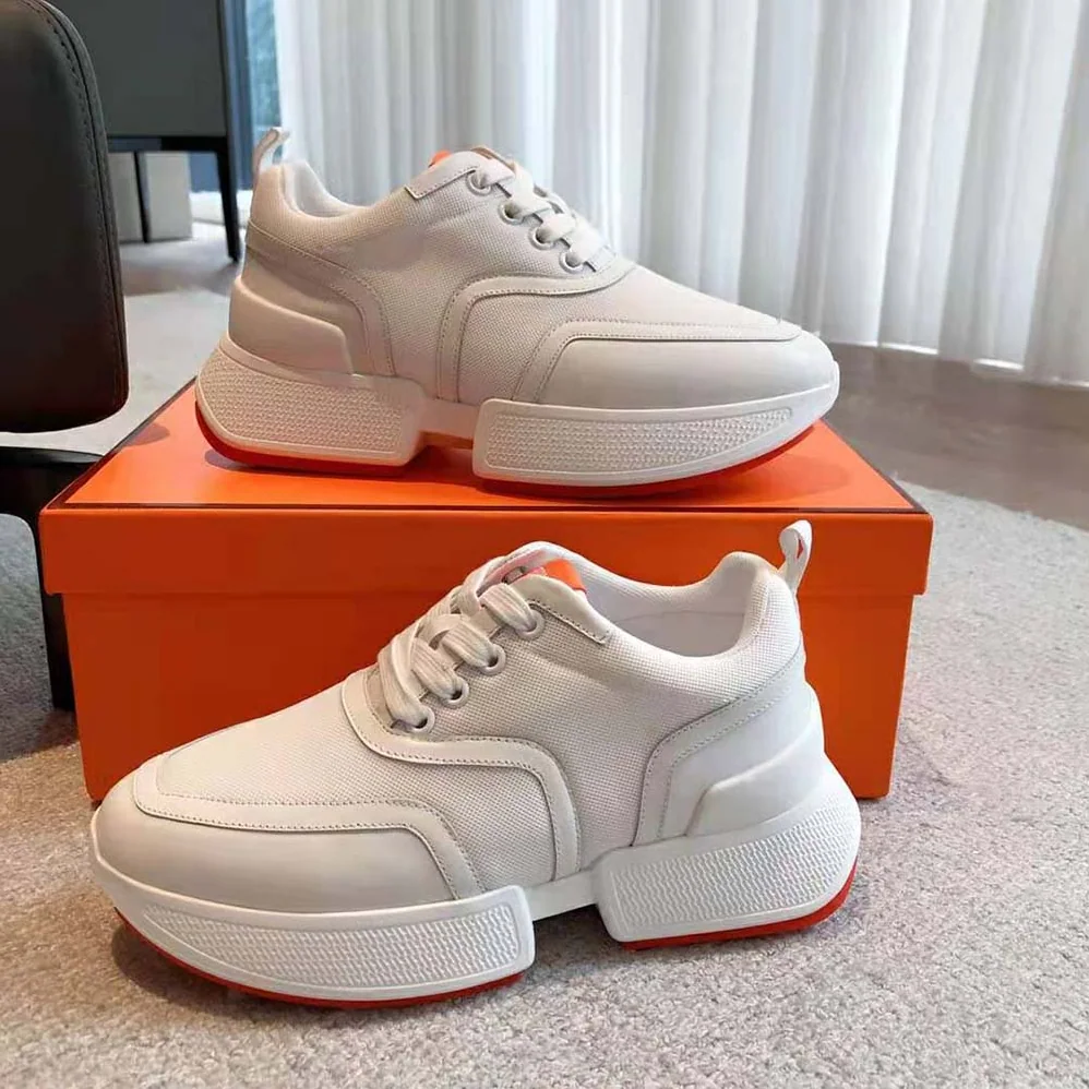 Hermes Giga Sneaker in Stitched Mesh and Calfskin for Unisex in White Hermes Giga Sneaker in Stitched Mesh and Calfskin for Unisex in White