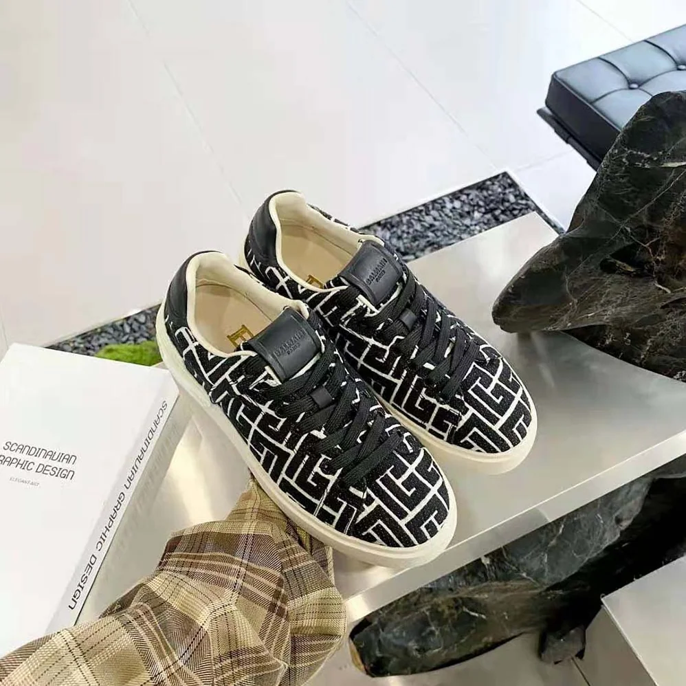 Balmain B-Court Trainers with Jacquard Monogram for Unisex