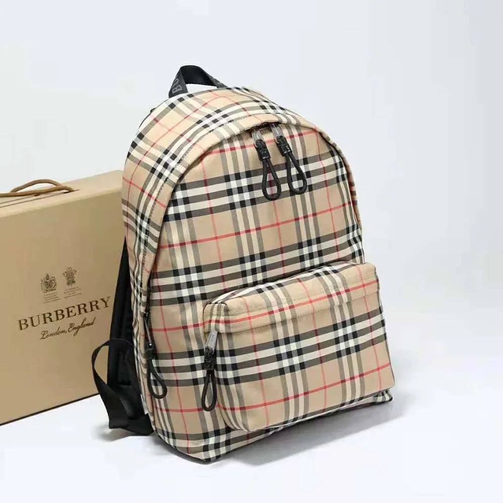 Burberry Vintage Check Nylon Backpack for Men in Beige