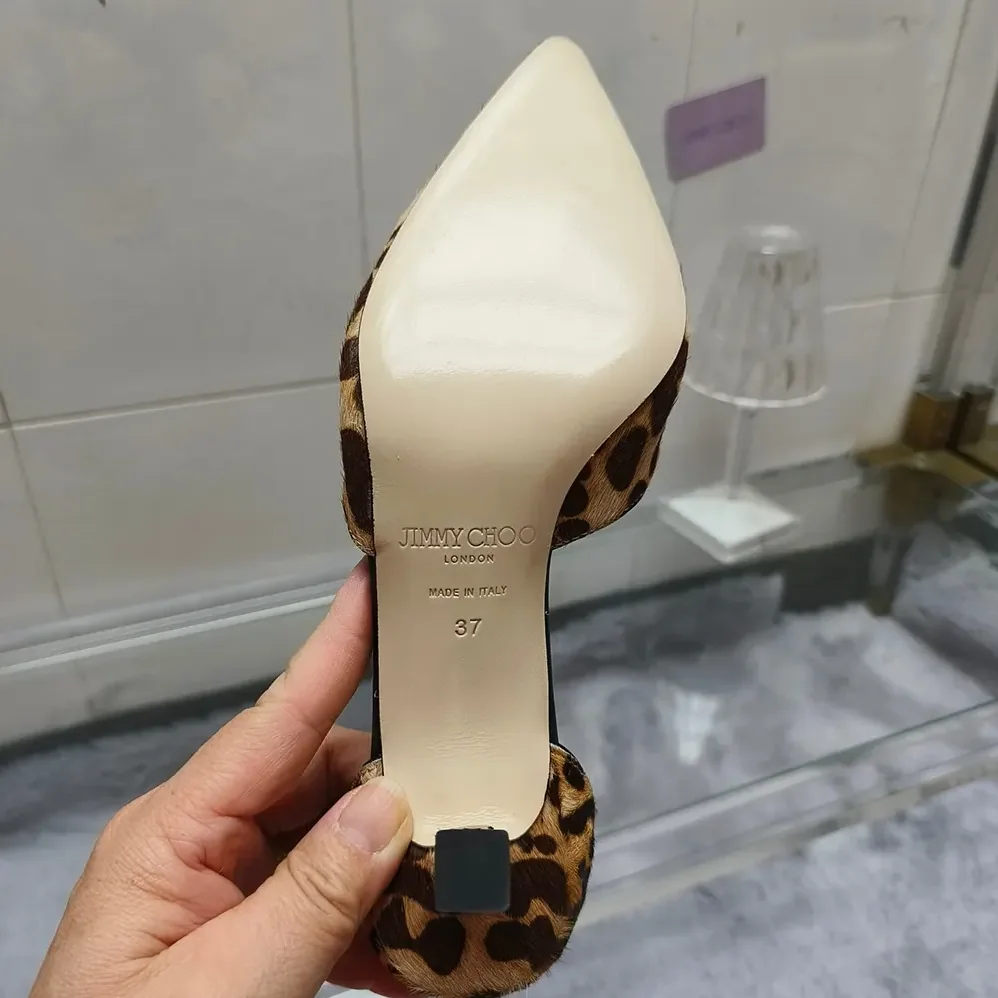 Jimmy Choo Stevie 50 Natural Leopard Print Pony Pumps for Women