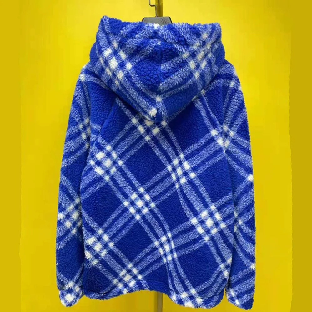 Burberry Check Fleece Hoodie for Women in Blue Burberry Check Fleece Hoodie for Women in Blue