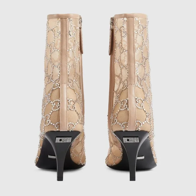 Gucci GG Mid in Heel Boots Rose Beige