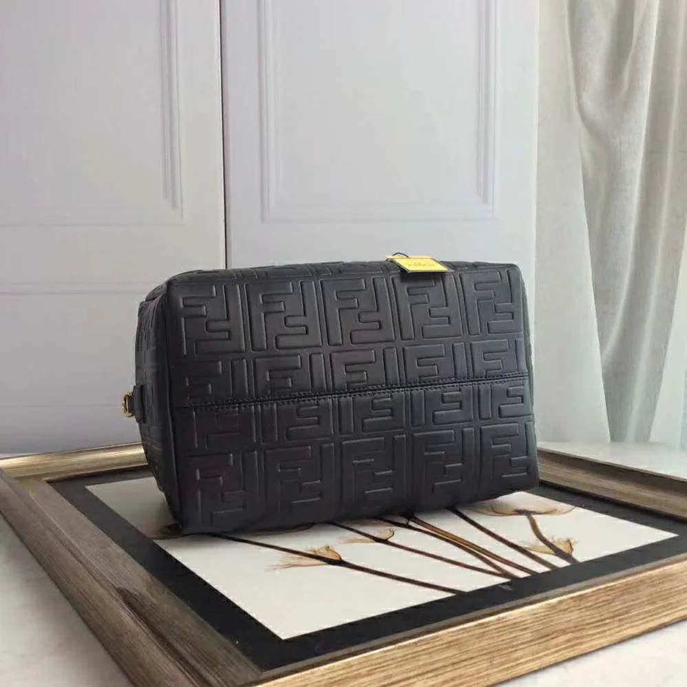 Fendi Small Boston Leather Bag in Large Size for Women in Black Fendi Small Boston Leather Bag in Large Size for Women in Black