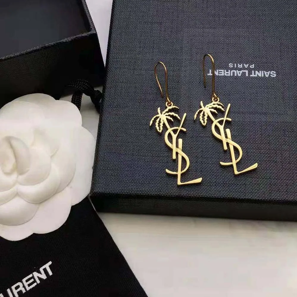 Saint Laurent YSL Cassandre Palm Earrings in Metal for Women Saint Laurent YSL Cassandre Palm Earrings in Metal for Women