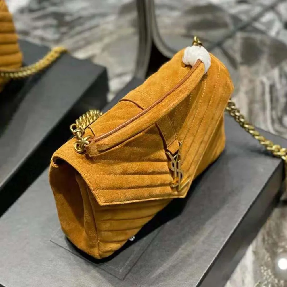 Saint Laurent YSL College Medium in Quilted Suede for Women