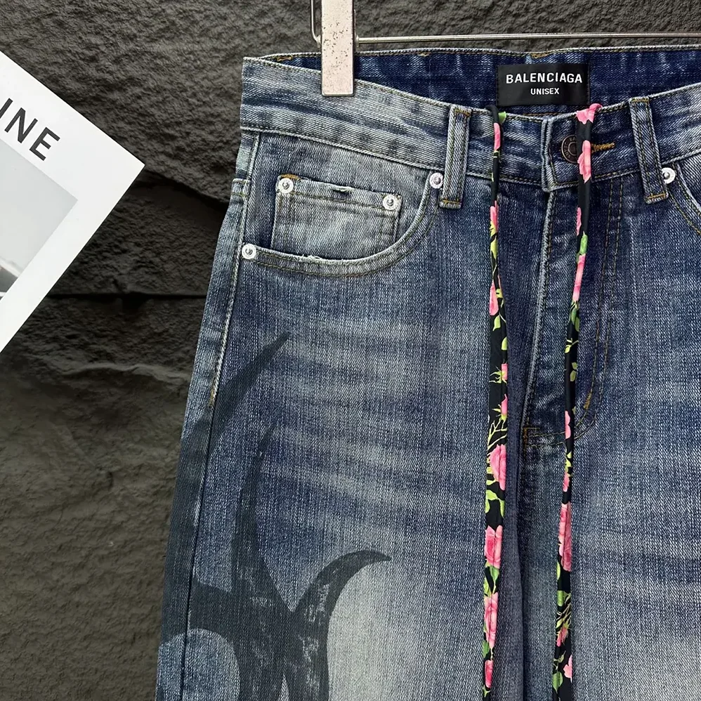 Balenciaga Wide Leg Baggy Pants in Blue for Women