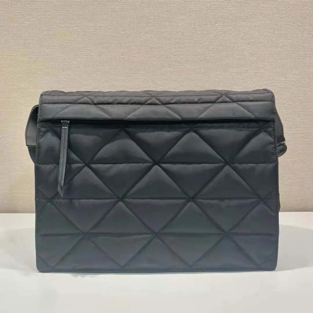 Prada Topstitched Re-Nylon Shoulder Bag for Women in Black Prada Topstitched Re-Nylon Shoulder Bag for Women in Black