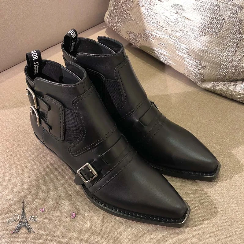 Dior Shoes Diorsaddle Calfskin Leather Ankle Boot 35mm Heel Hight for Women in Black