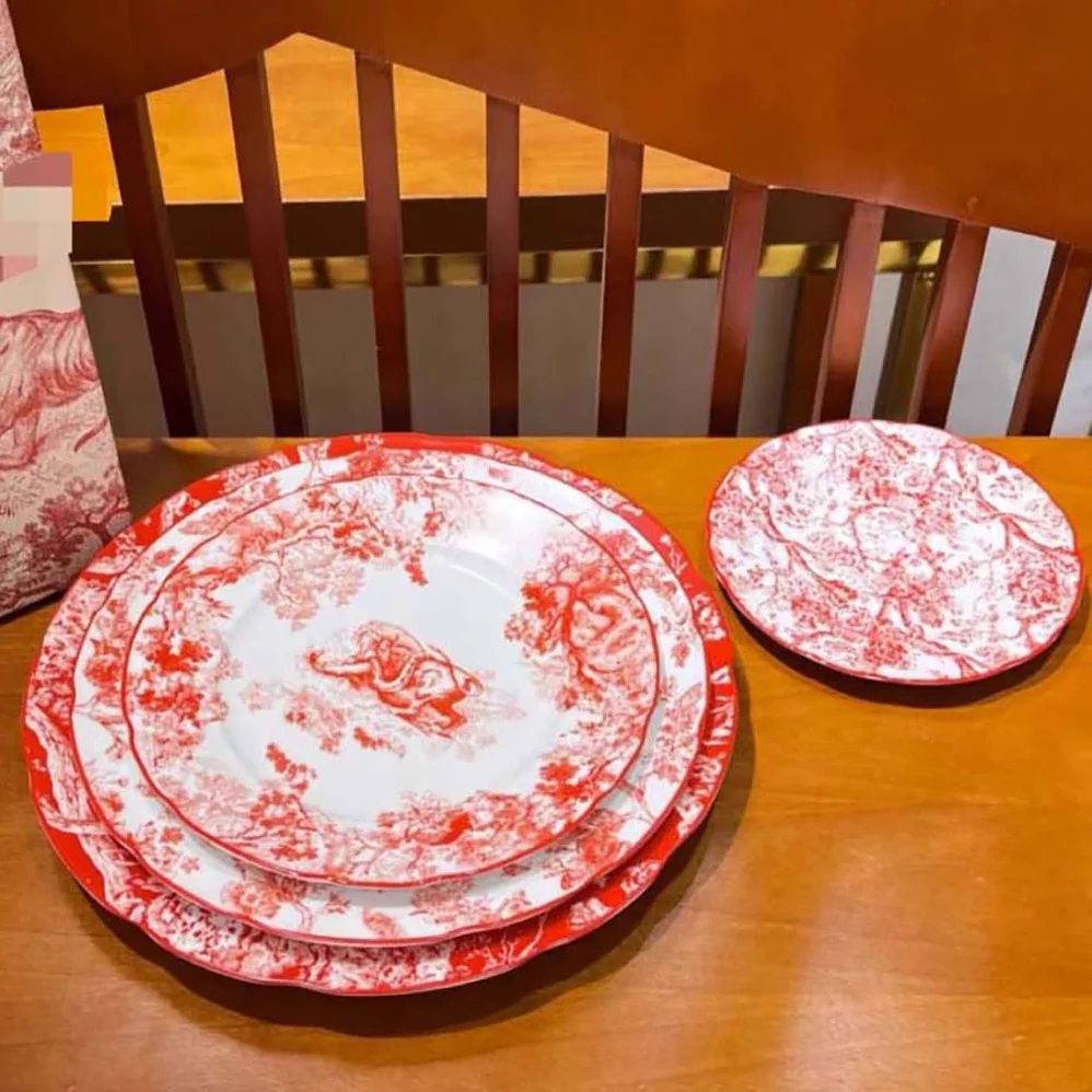 Dior Decorative Plate Red Toile de Jouy Hydrangea for Unisex Dior Decorative Plate Red Toile de Jouy Hydrangea for Unisex