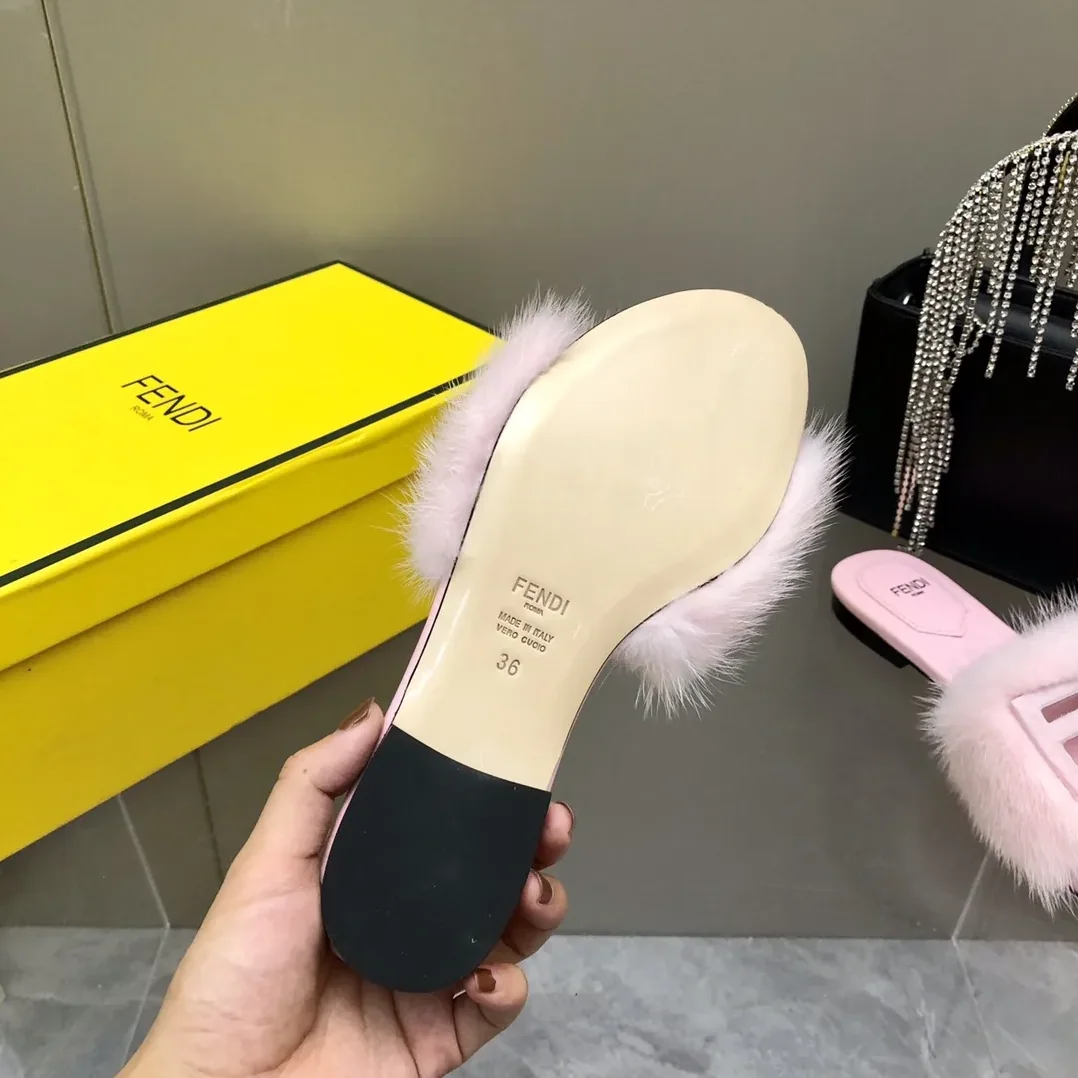 Fendi Pink Mink Slides Fendi Pink Mink Slides