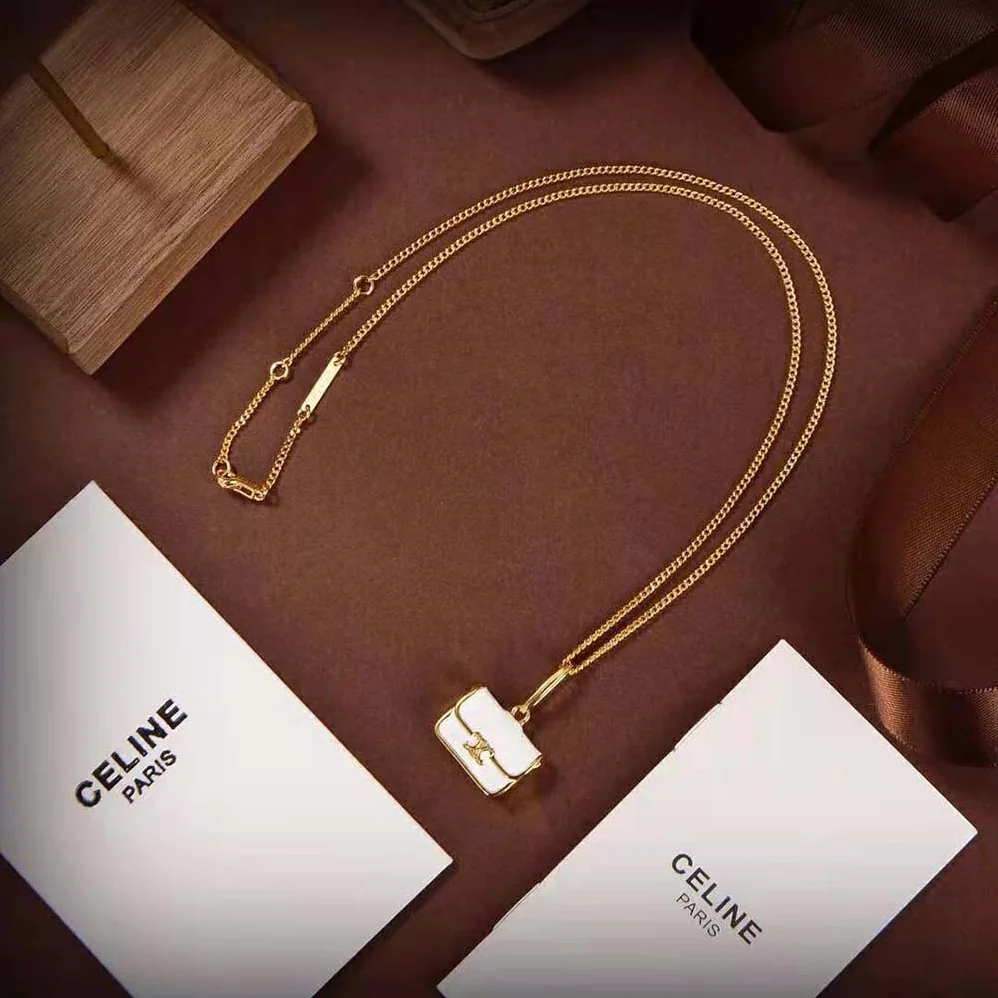 Celine Separables Triomphe Bag Pendant in Brass with Gold Finish for Women