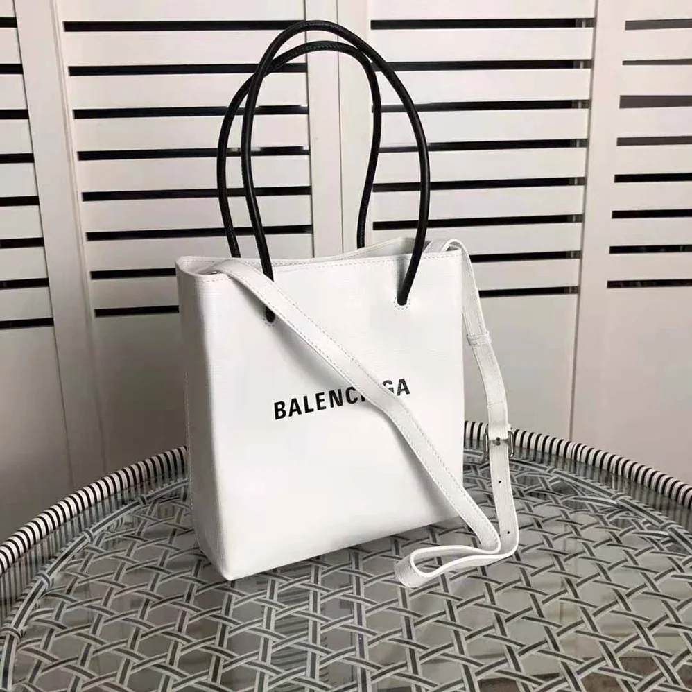 Balenciaga Shopping XXS North South Tote Bag in Squared Calfskin Bag for Women in White Balenciaga Shopping XXS North South Tote Bag in Squared Calfskin Bag for Women in White