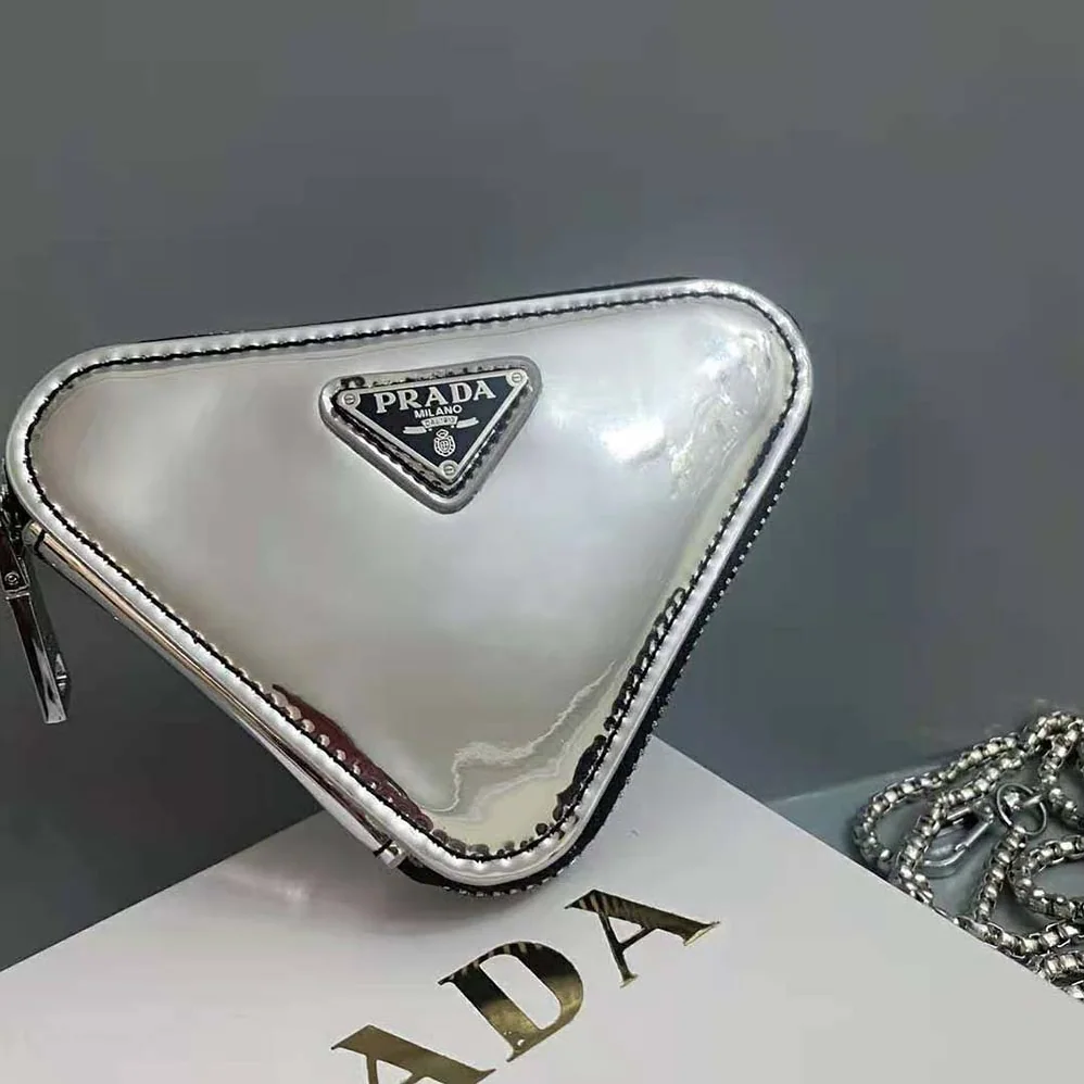Prada Brushed Leather Mini-Pouch for Women in Silver