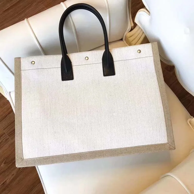 Saint Laurent YSL Rive Gauche Tote Bag Linen Leather for Women