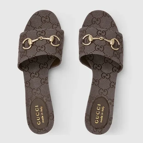 Gucci Horsebit Slide Sandals Dark Brown