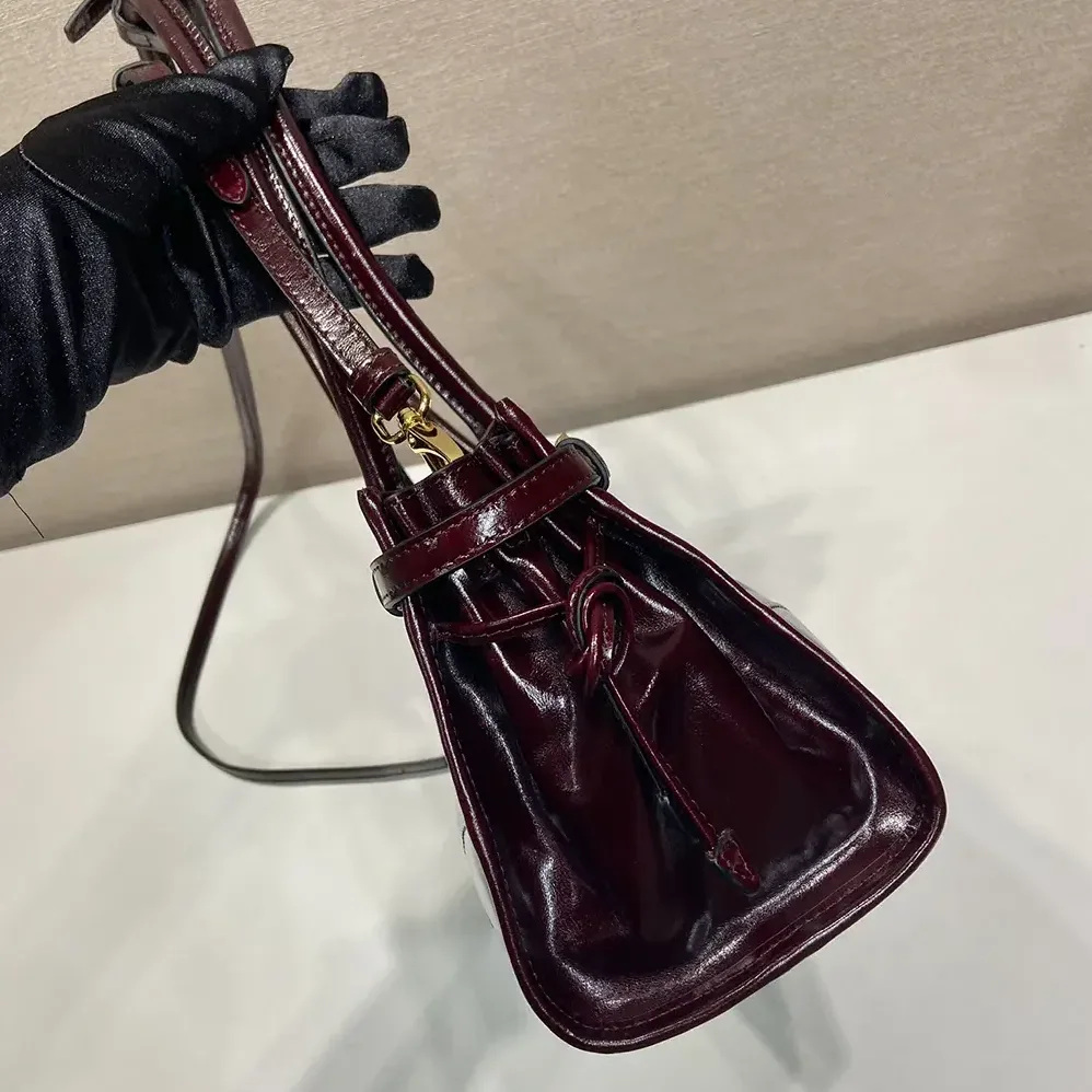 Prada Bonnie Medium Leather Handbag for Women in Maroon