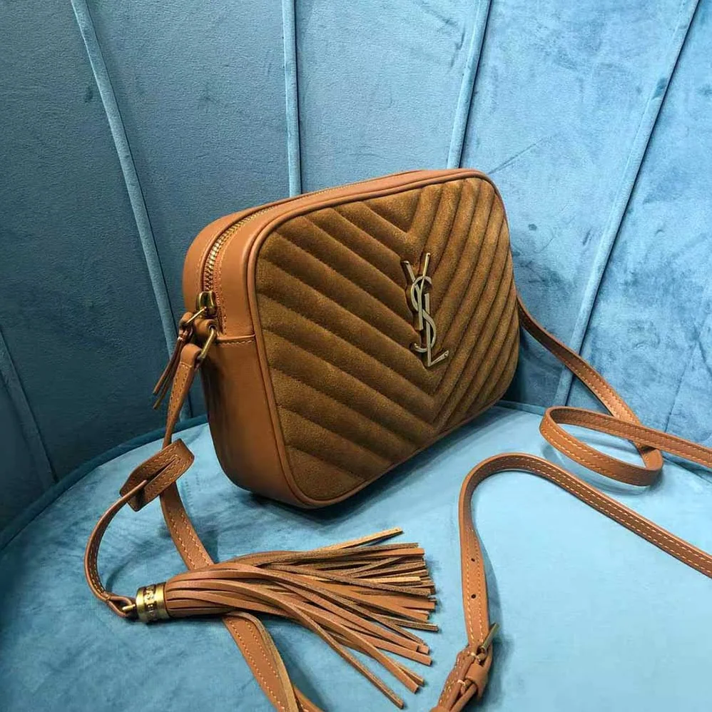 Saint Laurent YSL Lou Camera Bag in Quilted Suede and Smooth Leather for Women