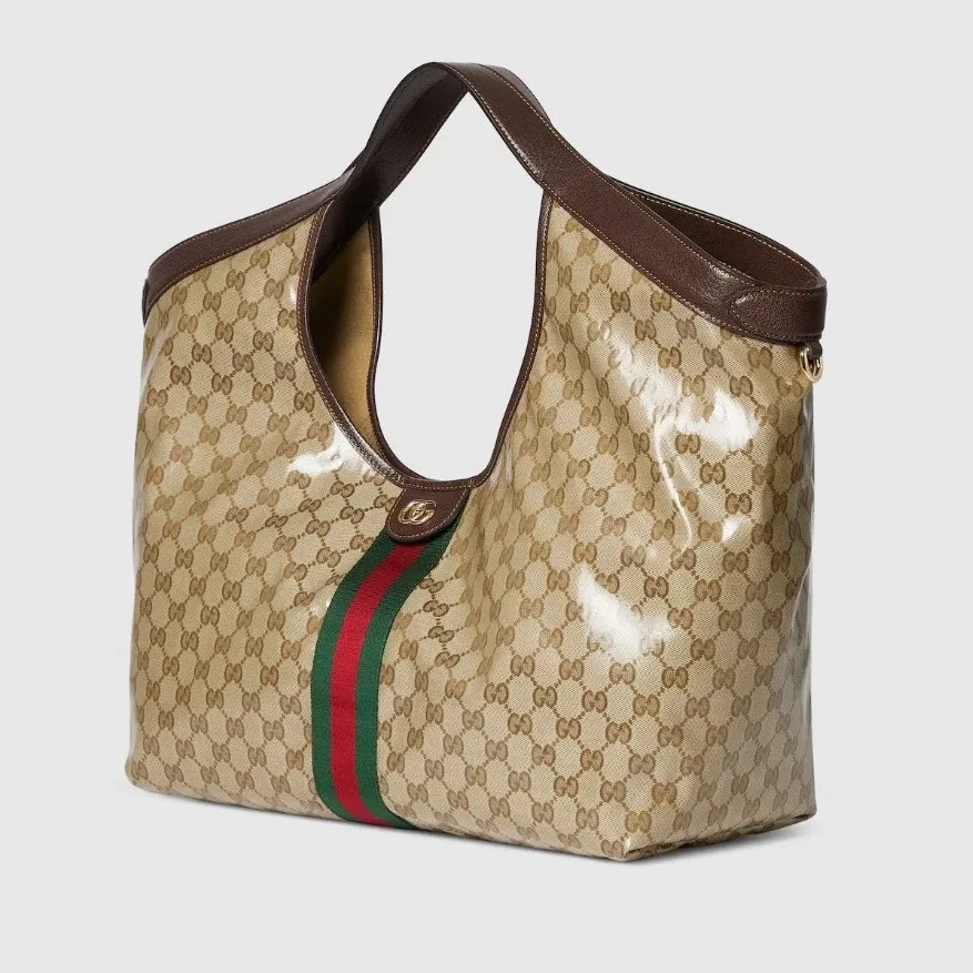 Gucci Giglio Large Tote Bag / Sand And Brown Gold Hardware