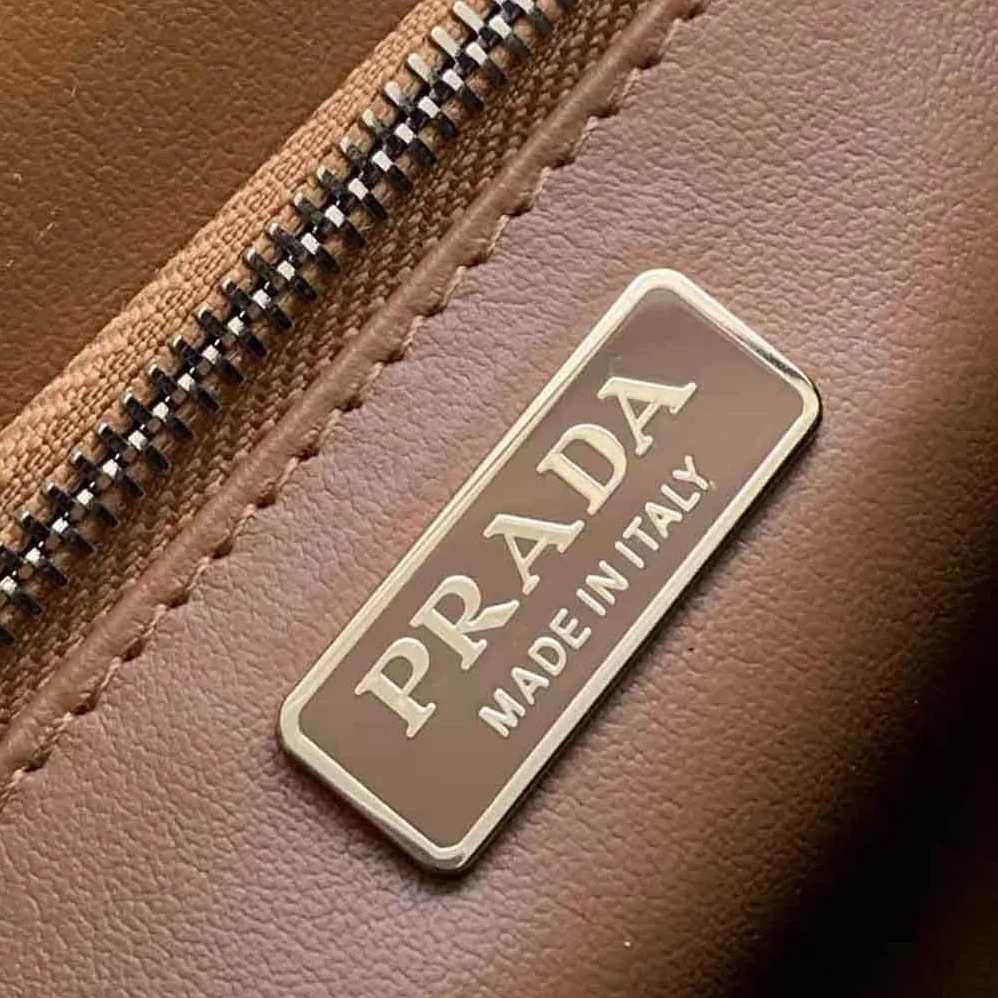 Prada Embleme Brushed-Leather Bag for Women in Brown