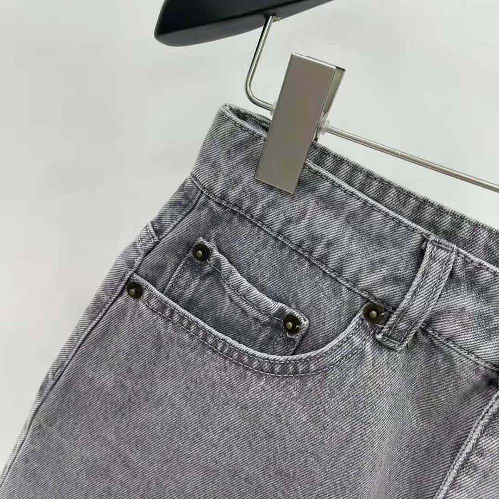 Miu Miu Denim Shorts with Embroidered Logo for Women