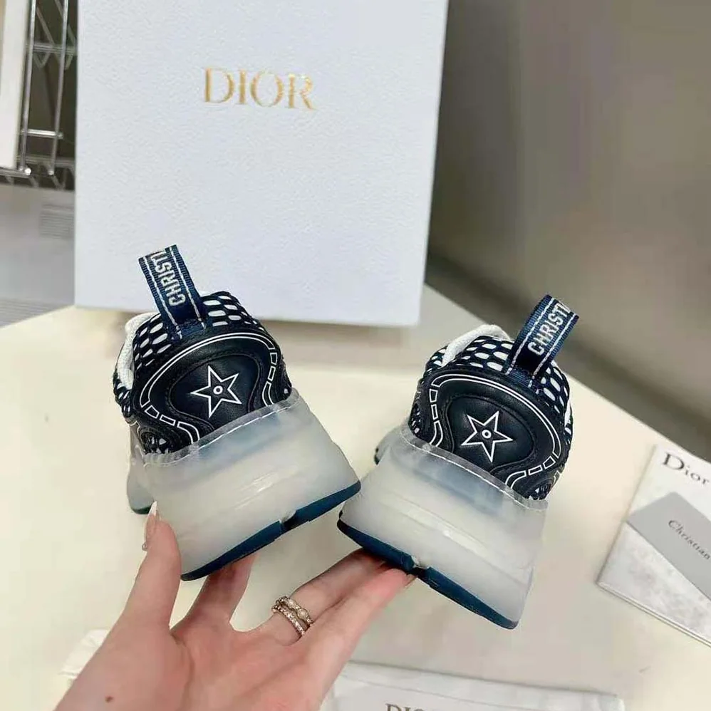 Dior Vibe Sneaker Deep Blue Dior Oblique Technical Fabric and Transparent Rubber for Women