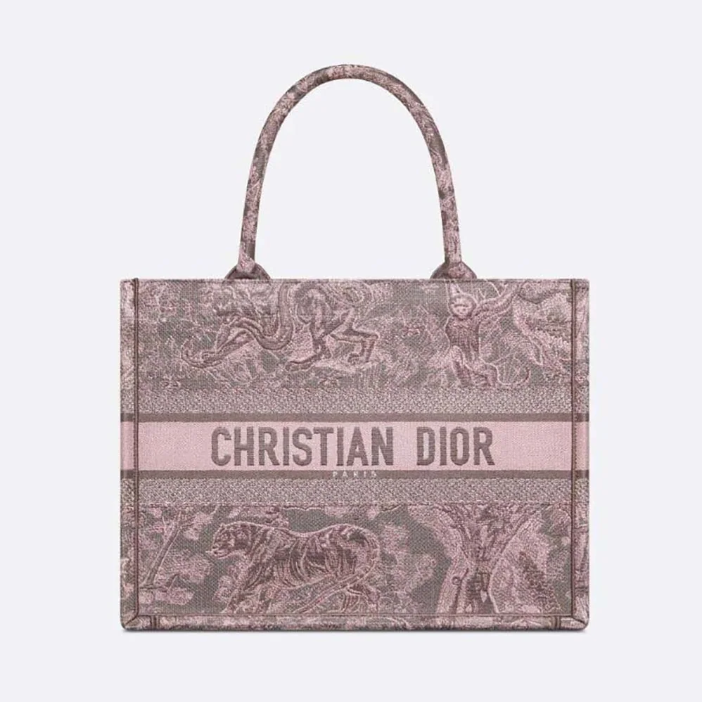 Dior Medium Dior Book Tote Gray and Pink Toile de Jouy Reverse Embroidery for Women Dior Medium Dior Book Tote Gray and Pink Toile de Jouy Reverse Embroidery for Women