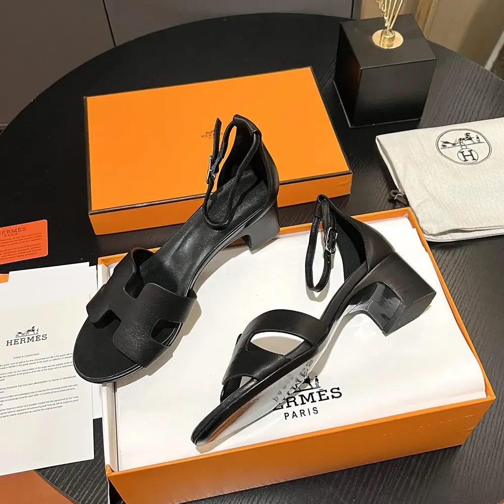 Hermes Encens 50 Sandal-Black H221119Z for Women