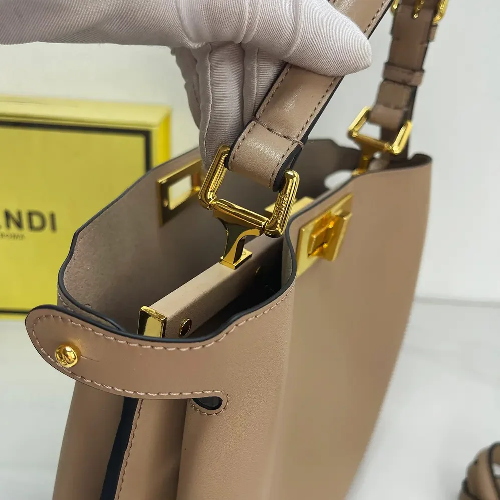 Fendi Peekaboo Soft Medium Dove Gray Leather Bag for Women