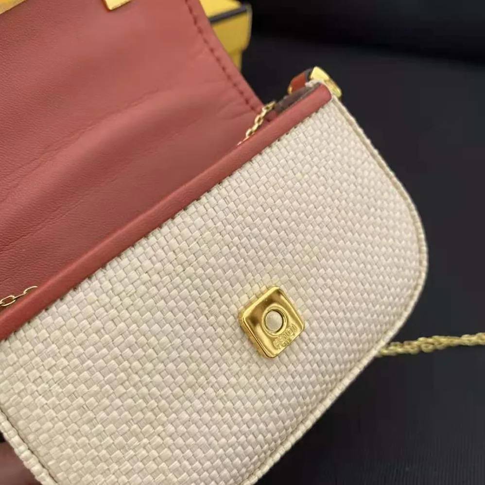 Fendi Nano Baguette Charm Natural Raffia Charm for Women