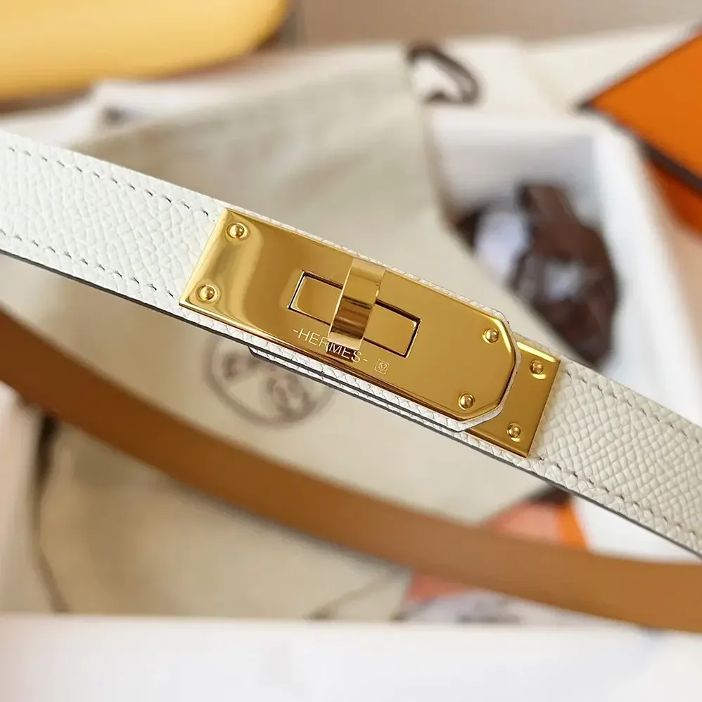 Hermes Kelly 18 Belt for Women in White