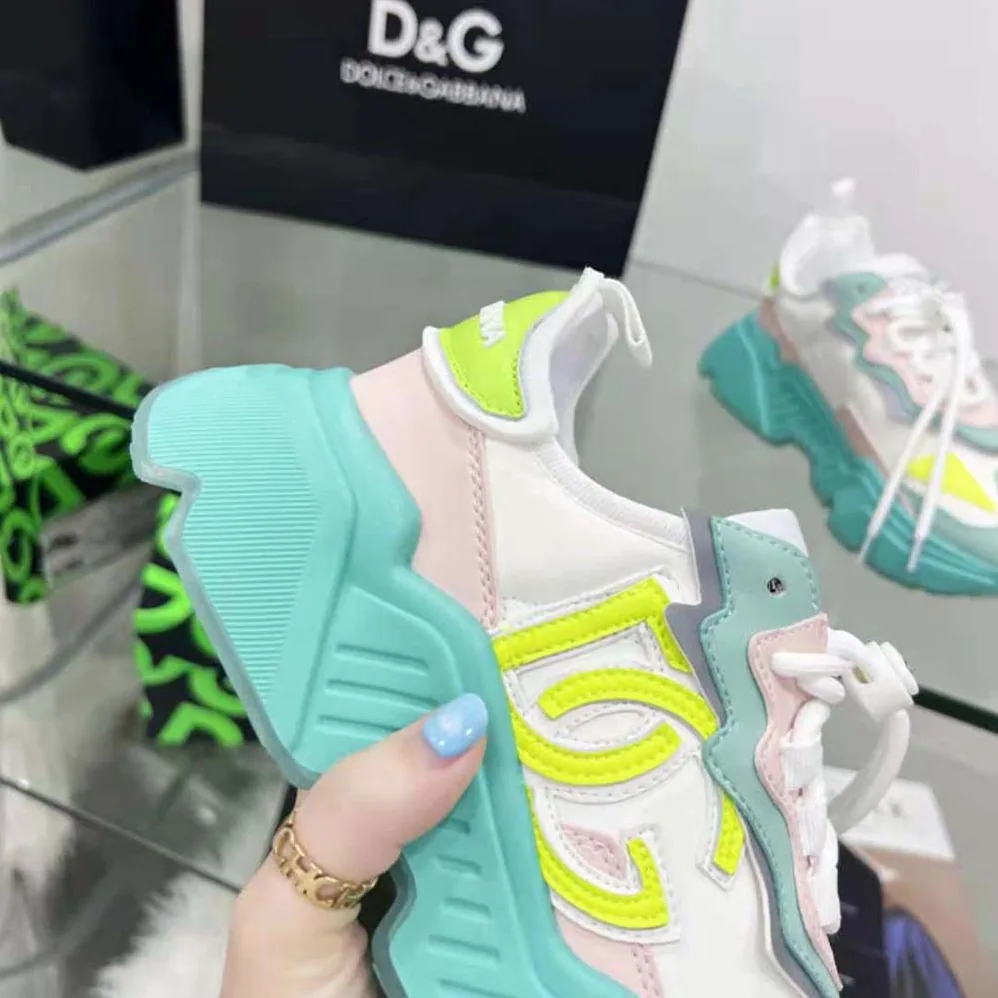 Dolce Gabbana D&G Mixed-Materials Daymaster Sneakers for Unisex in Lime Dolce Gabbana D&G Mixed-Materials Daymaster Sneakers for Unisex in Lime